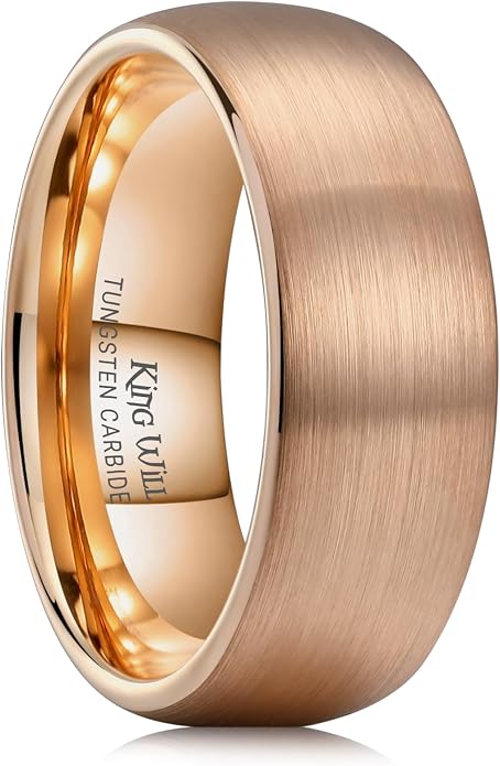 King Will Wedding Band for Men Women, 2/4/6/7/8mm Domed Matte Brushed Tungsten Carbide Rings, Solid/Dual Color Engagement Rings, Comfort Fit