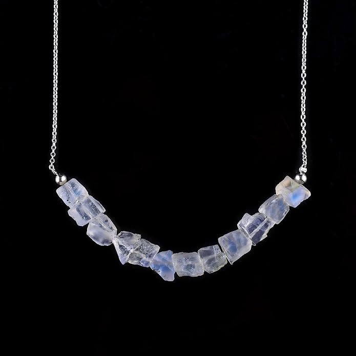 Natural Gemstone Dainty Pendant Necklace for Women Handmade Crystal Jewelry 925 Sterling Silver 18 Inch Chain Healing Chakra Christmas Birthday Gift for Her