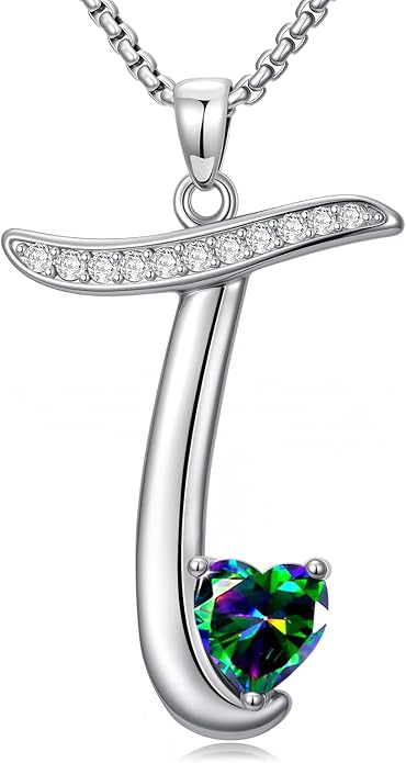 Birthday Gifts for Women Alphabet A to Z Initial Birthstone Pendant Necklaces for Women - 18k White Gold Plated Personalized Name Jewelry Anniversary Graduation Gifts for Wife Her Daughter Girlfriend(with Gift Box)