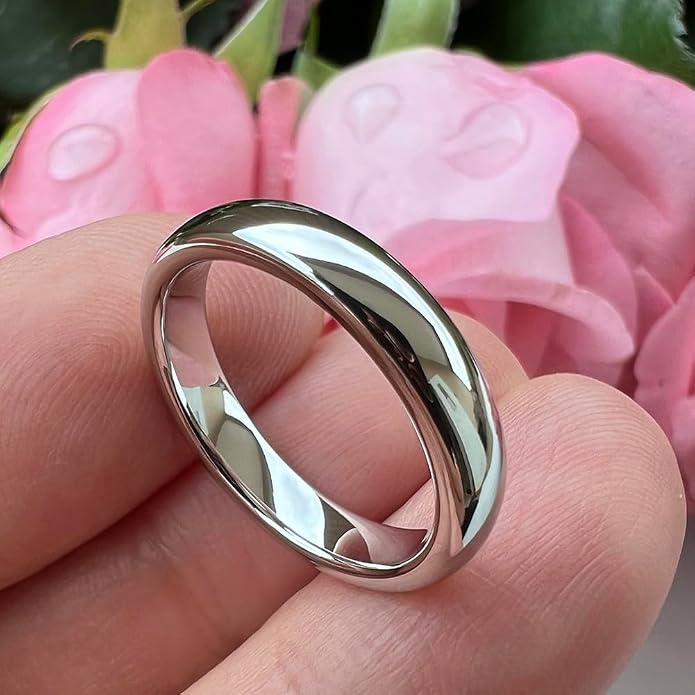TUTISS 2mm 3mm 4mm 5mm 6mm 7mm 8mm 10mm White Tungsten Rings for Men Women Engagement Wedding Bands Domed Polished Shiny Comfort Fit