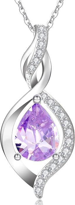 RIVIKO Valentines Day Gifts for Her-Infinity Birthstone Necklace for Women,925 Sterling Silver Teardrop Necklace, Womens Jewelry Birthday Gifts for Women Friend Her Mom Wife Lady