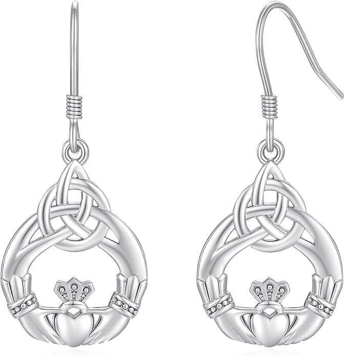 Celtic Knot Earrings 925 Sterling Silver Abalone Drop Dangle Celtic Earrings Gifts for Women