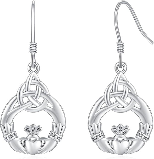 Celtic Knot Earrings 925 Sterling Silver Abalone Drop Dangle Celtic Earrings Gifts for Women