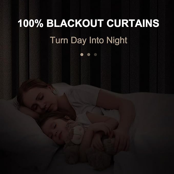 100% Blackout Shield Linen Blackout Curtains for Bedroom 90 Inches Long, Back Tab/Rod Pocket Living Room Drapes, Thermal Insulated Blackout Curtains 2 Panels Set, 50" W x 90" L, NaturalFlax