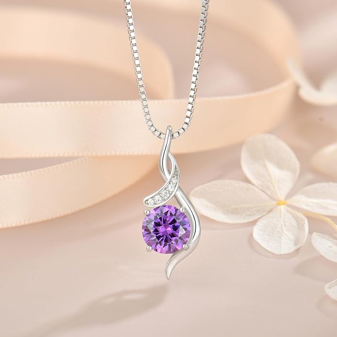 Women‘s Birthstone Pendant Necklace S925 Sterling Silver Imitation Diamond Infinity Necklace Jewelry Gift for Her