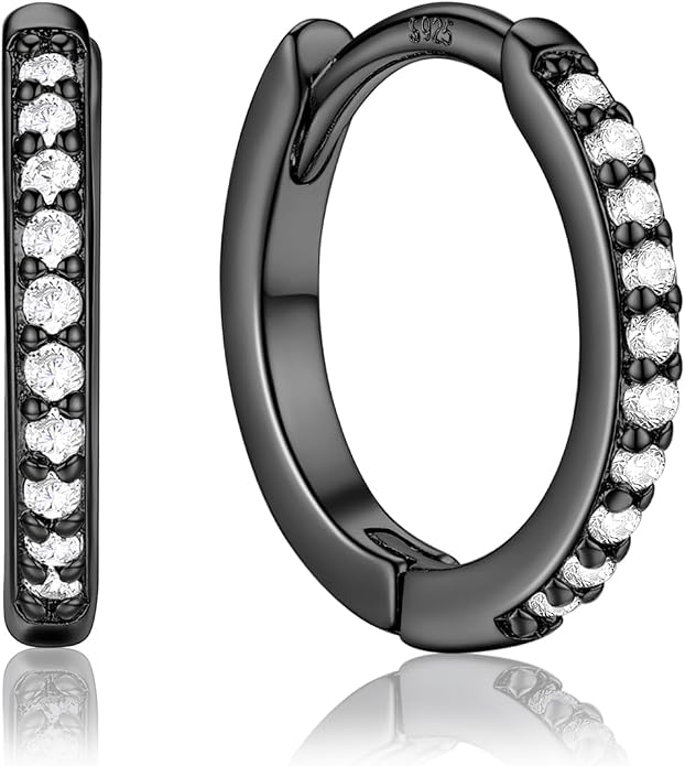 PROSTEEL Hoop Earrings for Women, Huggie Hoop with 925 Sterling Silver Post, 8/10/12/14/16/18/20mm Small Huggie Hoops, 14K Gold Plated/Silver/Black/Rose Gold Hypoallergenic Earrings Jewelry