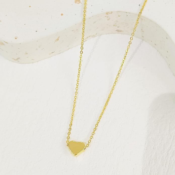 HERIER Cute Heart Necklace Dainty 18k Gold Plated Tiny Heart Pendant Choker Necklaces Small Gold Love Open Heart Chain Necklace for Women Simple Gold Necklace for Women Trendy Jewelry