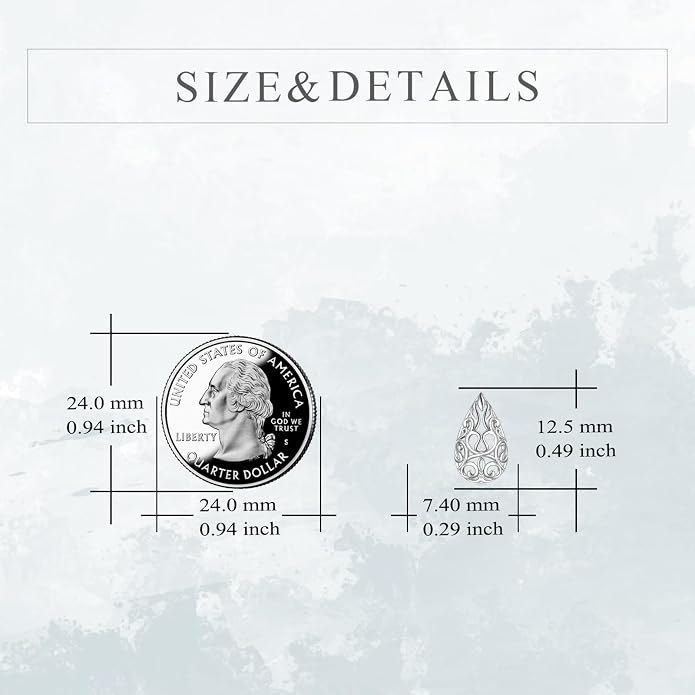 VONALA Filigree Teardrop Earrings for Women Sterling Silver Filigree Teardrop Dangle Earrings Filigree Leverback Earrings for Women Birthday Gift
