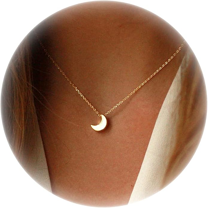 Collner 14K Gold Heart Pendant Necklace for Women Dainty Star Necklace Tiny Evil Eye Choker Necklace Boho Crescent Moon Necklace Minimalist Jewelry