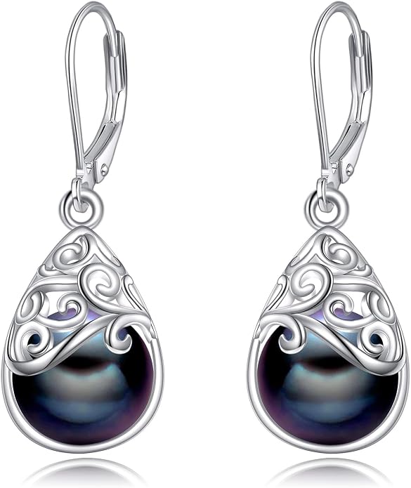 925 Sterling Silver Leverback Earrings Vintage Filigree Dangle Drop Earrings Jewelry Birthday Gifts for Women