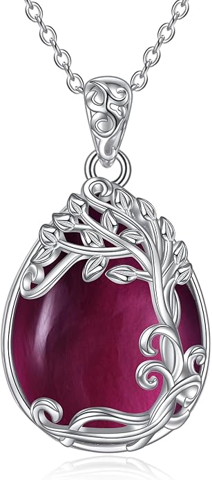 YAFEINI 925 Sterling Silver Moonstone Necklace Filigree Teardrop Pendant Necklace Jewelry for Women Girls