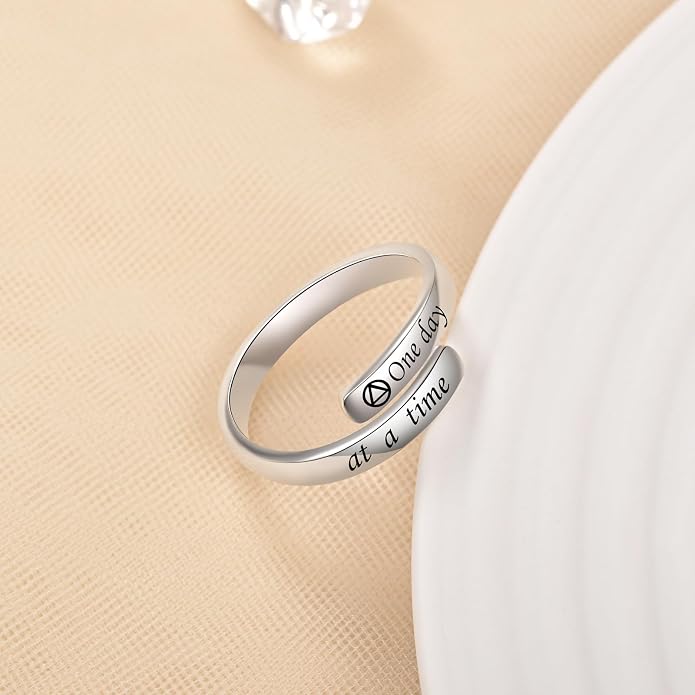 BEILIN 925 Sterling Silver Inspirational Jewelry Rings Adjustable Ring Personality Encouragement Gift for Teens Women