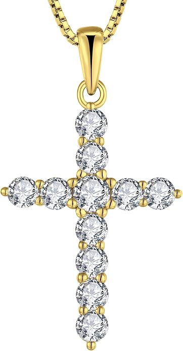 STARCHENIE Cross Necklace Sterling Silver Crucifix Pendant Gemstones Jewelry for Women