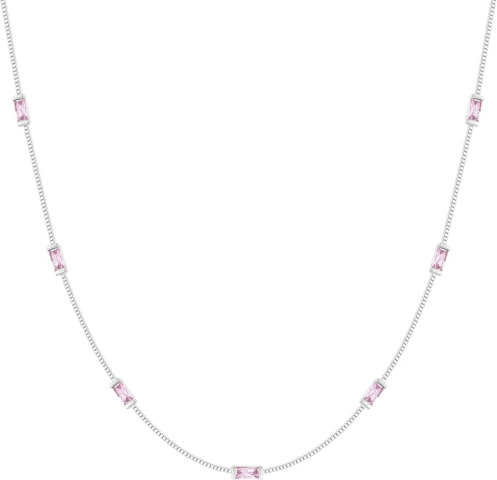 LOUISA SECRET Birthstone Necklaces for Women, 14K Gold Plated Dainty Simple Necklace, 925 Sterling Silver Birthday Anniversary Jewelry Gift for Women Mom Mother