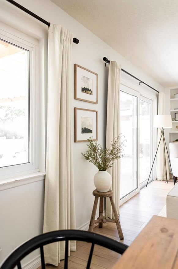 100% Blackout Shield Linen Blackout Curtains for Bedroom 72 Inches Long, Back Tab/Rod Pocket Living Room Drapes, Thermal Insulated Blackout Curtains 2 Panels Set, 50" W x 72" L,Cream Beige