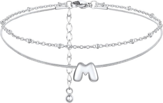 ChainsProMax Initial Ankle Bracelets for Women, Waterproof Anklets Bracelet Adjustable Summer Beach Women Foot Jewelry, Stainless Steel/Gold Plated-Send Gift Box/Letter A-Z
