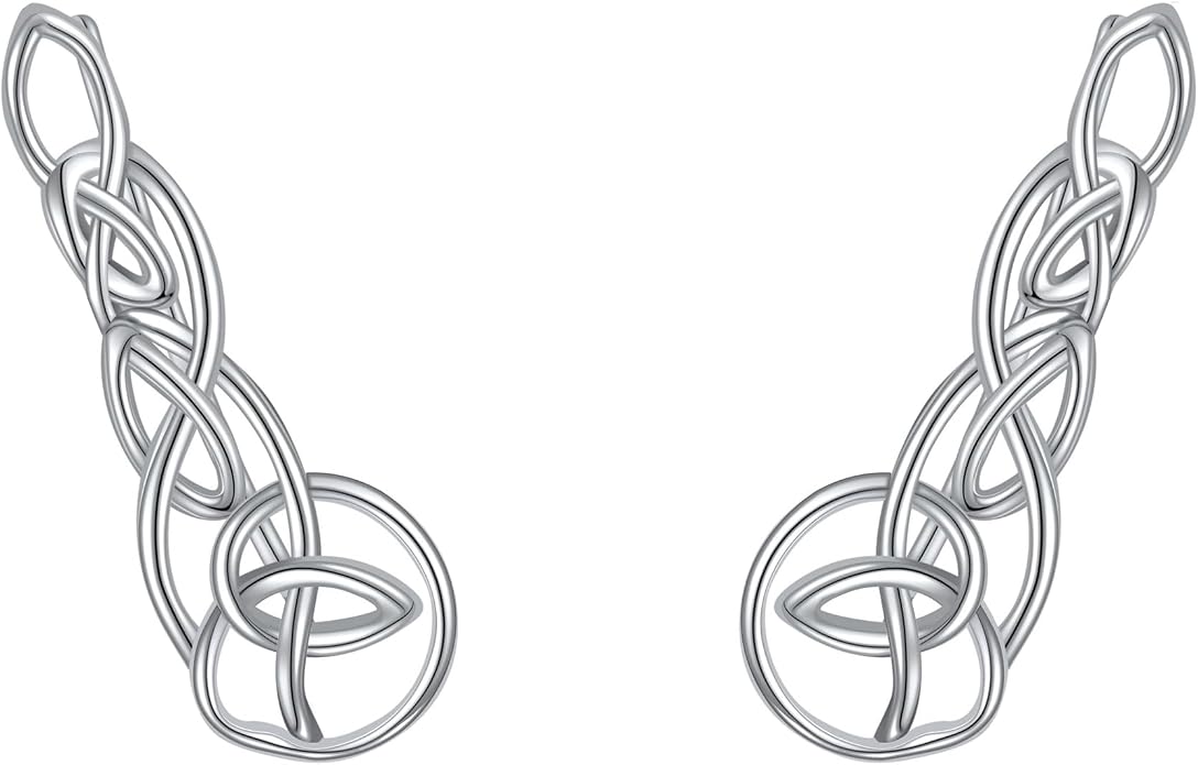 Ear Climbers Earrings for Women Sterling Silver Vintage Ear Crawler Earrings Jewelry Gifts for Women