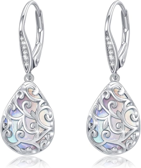 Trendy Dangle Earrings for Women Teen Girls Sterling Silver 12 Birthstone Earrings Minimalist Hypoallergenic Earrings for Sensitive Ears Jewelry Gifts