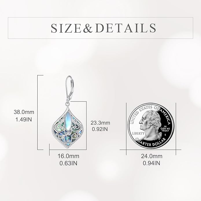 TIGER RIDER Abalone Shell 925 Sterling Silver Dangle Earrings Lightweight Filigree Dangle Drop Earrings for Women