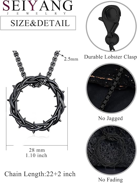 Seiyang Crown of Thorns Necklace 925 Sterling Silver Crown Pendant Amulet Jewelry Gifts (with Gift Box)