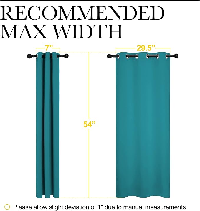 NICETOWN Room Darkening Curtains 54 inch Length 2 Panels, Thermal Insulated Grommet Blackout Curtains for Modern Casual Elegant Bedroom Kids Room Theme Decoration (Peacock Teal, 2 Pieces, W34)