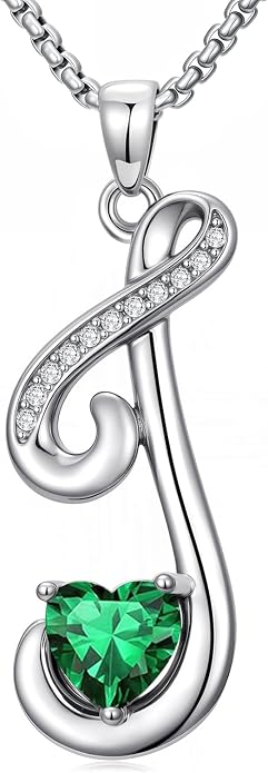 Birthday Gifts for Women Alphabet A to Z Initial Birthstone Pendant Necklaces for Women - 18k White Gold Plated Personalized Name Jewelry Anniversary Graduation Gifts for Wife Her Daughter Girlfriend(with Gift Box)