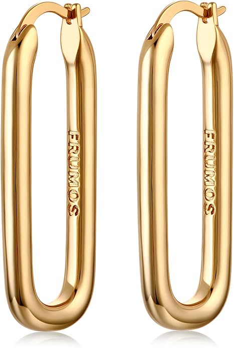 FRUMOS 18K Gold Plated Chunky Hoop Earrings for Women Fashion Thick Gold Hoops Set Jewelry for Birthday Christmas Gifts