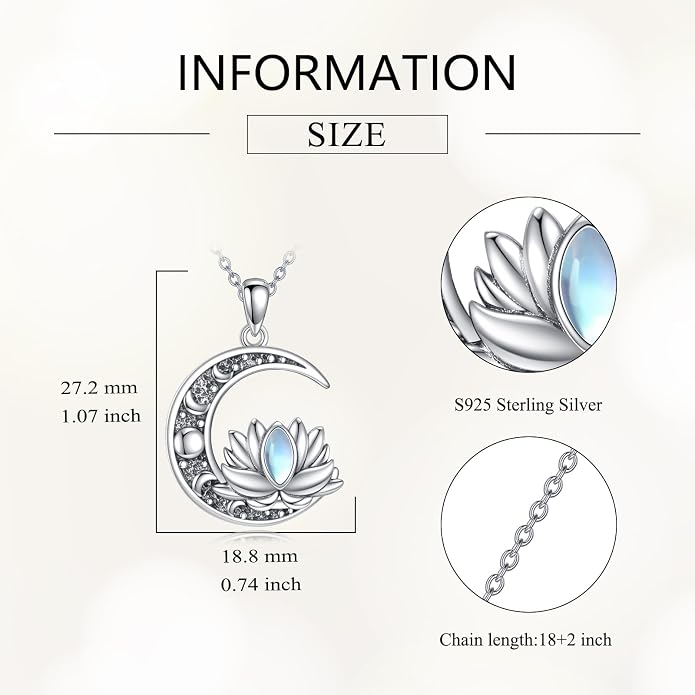 Sun and Moon Necklace 925 Sterling Silver Sun Moon Pendant Gemstone Jewelry Gifts for Women