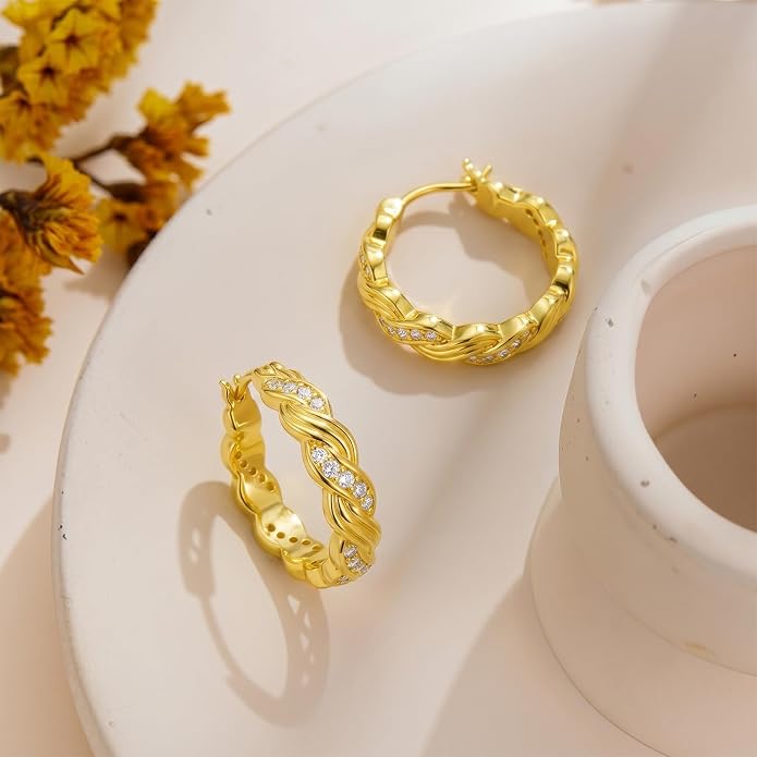 Gold Dainty Hoop Earrings for Women Hypoallergenic Lightweight 14K Gold Huggie Earrings Jewelry Valentines Day Gifts for Wife Girlfriend Her