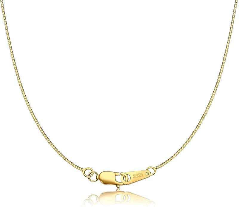 925 Sterling Silver Chain Necklace for Women 0.8mm Box Chain, Italian Necklace Chain, Super Strong & Thin & Long16/18/20/22/24 Inches