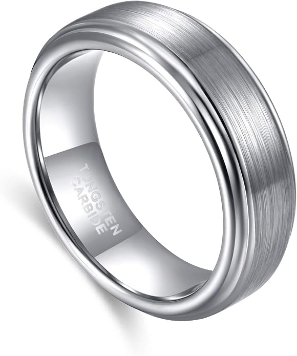 TRUMIUM 4mm 6mm 8mm Tungsten Rings for Men Women Silver Blue Rose Gold Plated Black Tungsten Wedding Band Matte Brushed Finish Comfort Fit Size 4-15