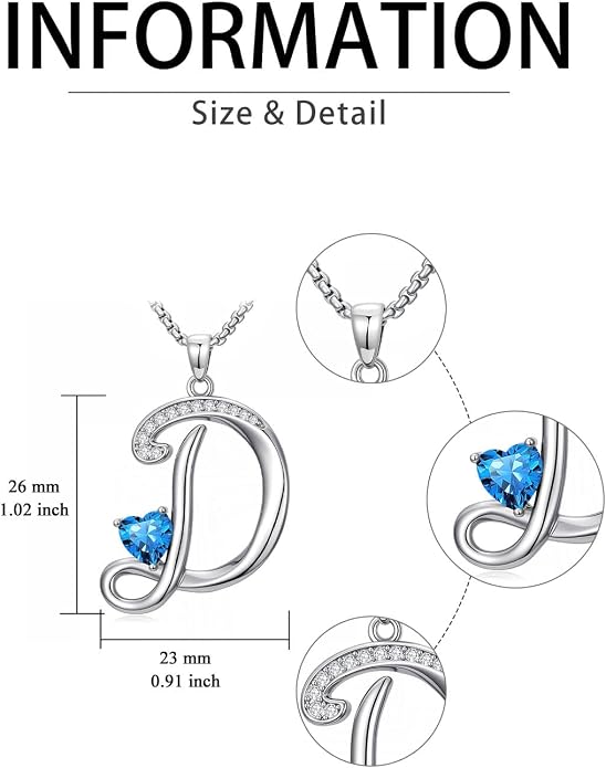 Birthday Gifts for Women Alphabet A to Z Initial Birthstone Pendant Necklaces for Women - 18k White Gold Plated Personalized Name Jewelry Anniversary Graduation Gifts for Wife Her Daughter Girlfriend(with Gift Box)