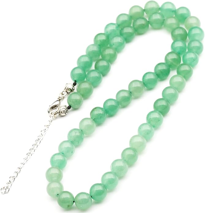 Natural Gemstone Beaded Choker Necklace | 8mm Handmade Adjustable Jewelry for Men & Women | Chakra Balancing Crystal Necklace | Spiritual Gift | Macrame Cord with Extender