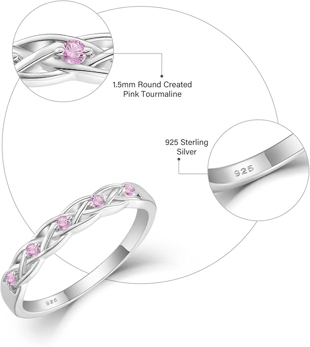 Infinity Celtic Knot Ring 925 Sterling Silver Twisted Knot Birthstone Ring Statement Rings for Women Size 5-10