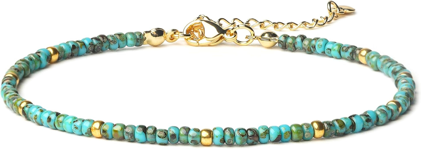 Starain Small Bead Anklets for Women Beach Foot Ankle Bracelet Cute Colorful Boho Beaded Anklets 8 inches