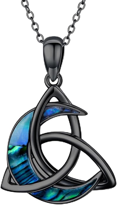 CHENGHONG Celtic Moon Necklace for Women 925 Sterling Silver Celtic Knot Moonstone Pendant Necklace Crescent Irish Necklaces Celtics Jewelry Gift for Women Men