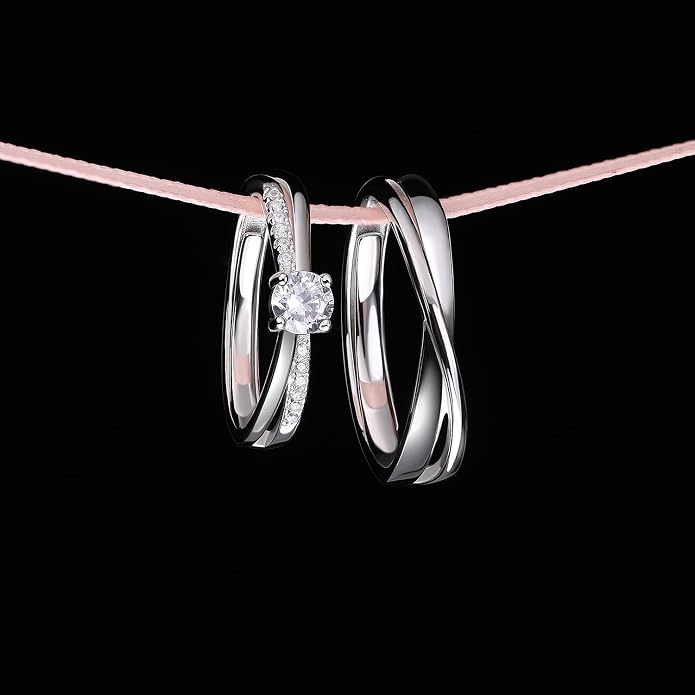 Meissa 925 Sterling Silver Celtic Knot Ring for Couples 2 Pcs Couple Rings Handmade Matching Promise Rings Rings Size Adjustable Bridal Jewelry