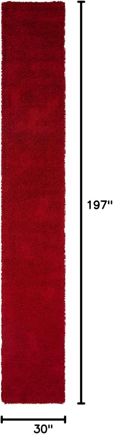 Unique Loom Solid Shag Collection Area Rug (2' 6" x 16' 5" Runner, Cherry Red)