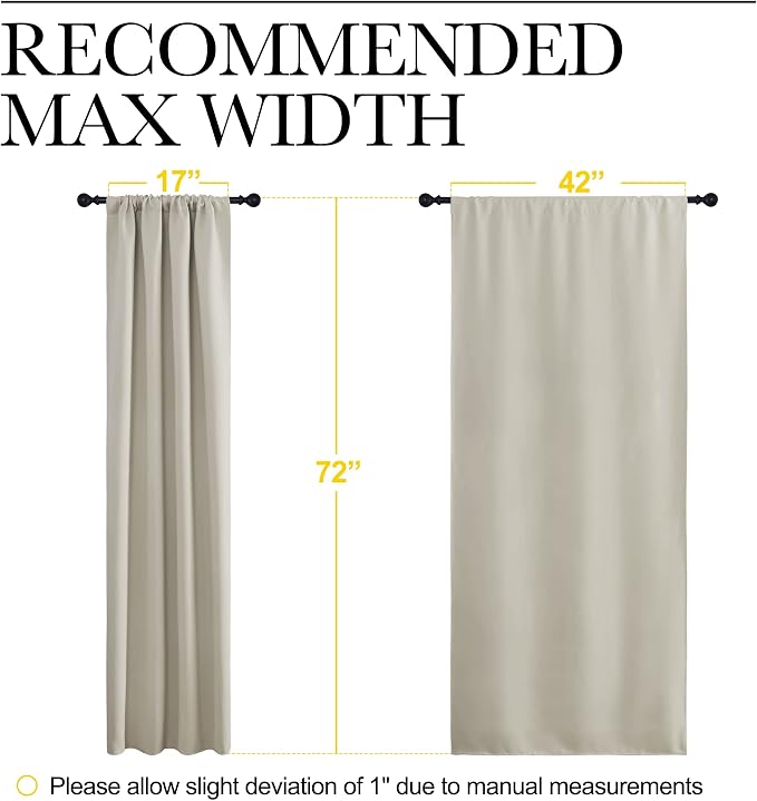 NICETOWN Blackout Curtains for Living Curtains, Room Darkening Window Curtain Panels, Easy-Care Solid Thermal Insulated Draperies/Drapes for Daughter Room (Natural, 2 Panels, 42 by 72)