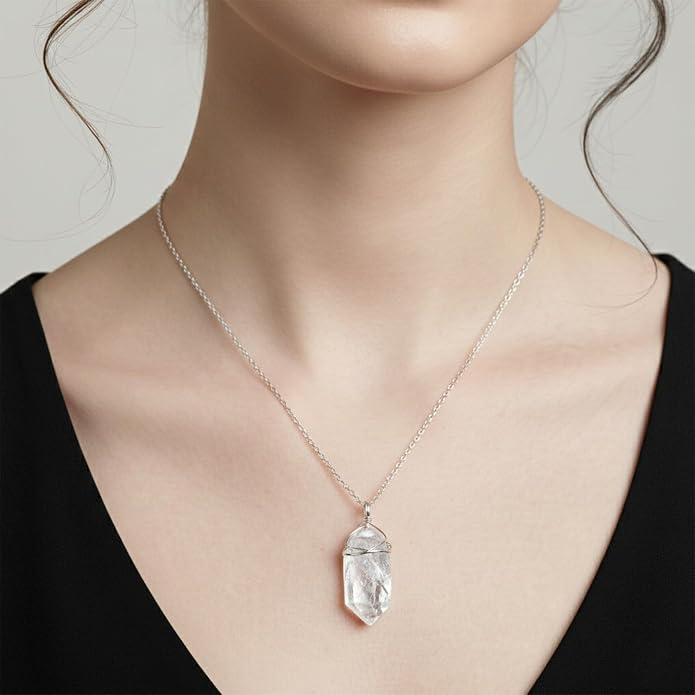 Natural Gemstone Dainty Pendant Necklace for Women Handmade Crystal Jewelry 925 Sterling Silver 18 Inch Chain Healing Chakra Christmas Birthday Gift for Her