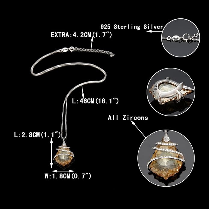 EVER FAITH 925 Sterling Silver CZ Baroque Pendant Adjustable Necklace
