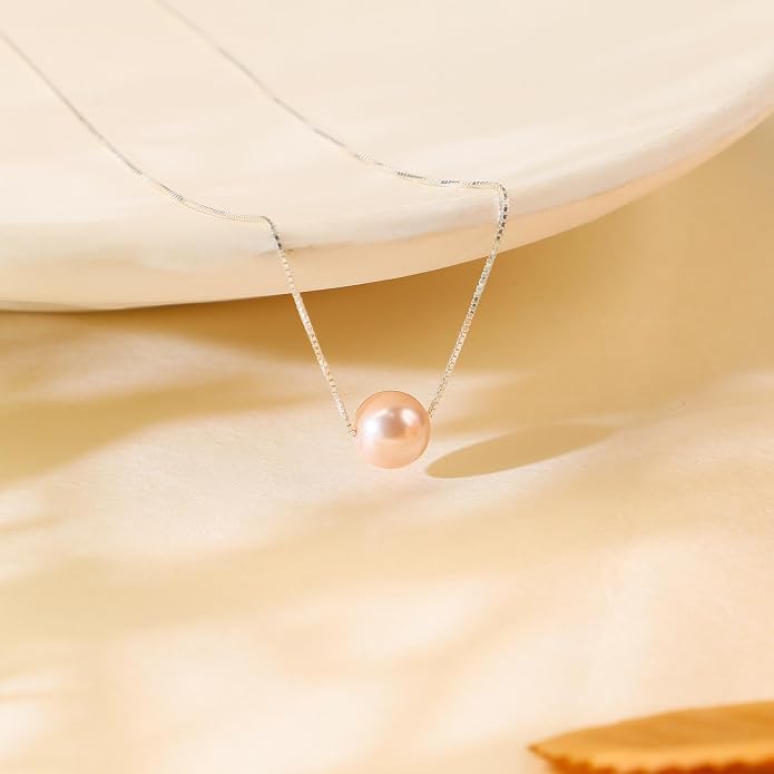 Sereney Sterling Silver Birthday Gifts for Girls Women, Pearl Necklace as 7 9 10 11 13 15 16 18 21 30 40 50 60 Year Old Birthday Gifts, Single Pearl Necklace as Bday Gifts for Friends