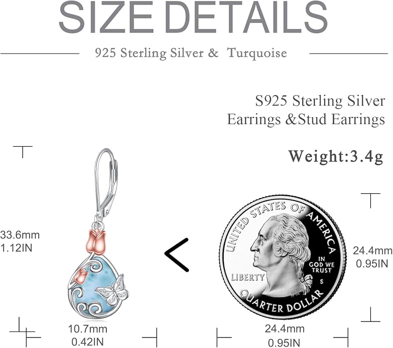 AOBOCO Teardrop Dangle Earrings for Women 925 Sterling Silver Moonstone Flower Filigree Leverback Jewelry Birthday