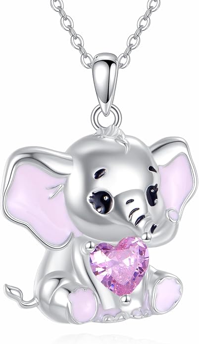 Bat/Cow/Cat/Bunny Necklace 925 Sterling Silver Heart Animal Pendant Necklace for Women