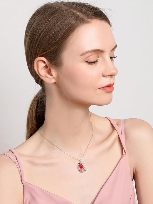 Midari Ocean Necklace 925 Sterling Silver Flamingo Mama Bear Dolphin Penguin Sea Turtle Axolotl Desert Cactus Nautical Rudder Tropical Palm Compass Wave Pendant Boho Jewelry Gifts for Women Men