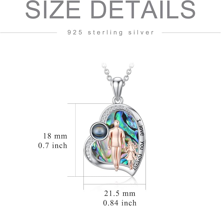 PROESS S925 Sterling Silver Daughter Heart Pendant Necklace from Dad Mom I Love You Forever Jewelry