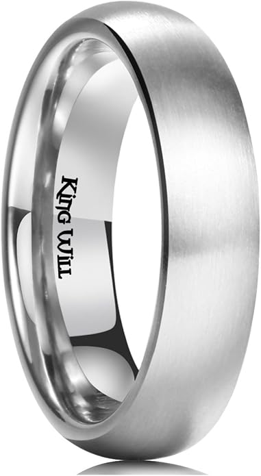King Will Titanium Wedding Band for Men Women-Sliver/Black/Gold Plated Pure Titanium Wedding Ring, 3-9mm Widths Available Brushed Matte Design Comfort Fit Size 4-16