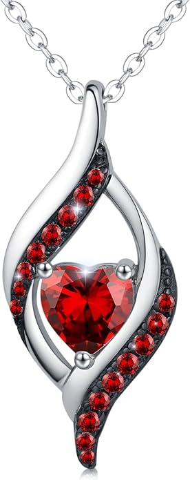KiiKii Birthday Gifts for Women Birthstone Necklace Platinum Plated 925 Sterling Silver Forever Love Heart Pendant Meaningful Jewelry Gifts for Wife Mom
