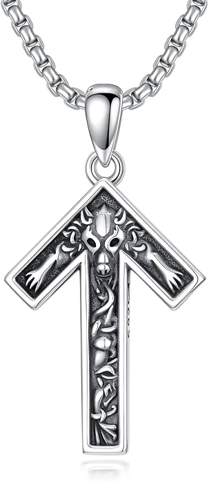 ROMANTICWORK Viking Necklace for Men 925 Sterling Silver Viking Pendant Necklace Amulet Jewelry for Father Husband Birthday Christmas