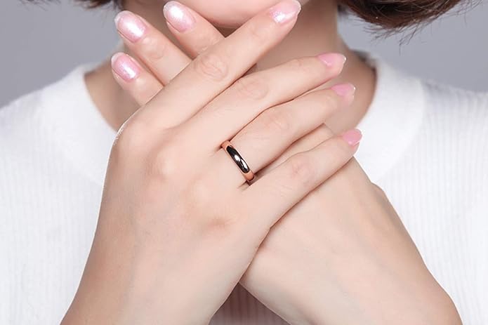 TRUMIUM 2mm 4mm 6mm 8mm Tungsten Wedding Band Ring for Men Women Silver/Rose Gold Plated/Rainbow/Gold Plated Domed High Polish Engagement Promise Rings Comfort Fit 4-15
